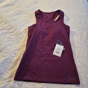 ALBA women's size CS Maroon tank top with built padded bra All Day Alba top NWT